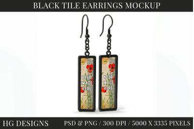 Black Tile Earrings Mockup - Includes a PSD And PNG Version