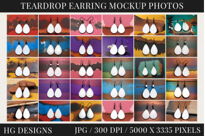 Teardrop Earrings Jpg Mockup Photos
