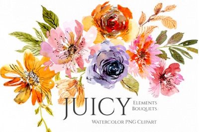 Watercolor Juicy Bright Flowers Png