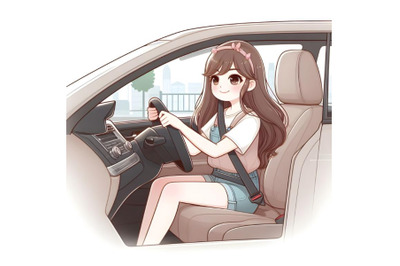 girl driving a car