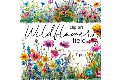 Wildflower Meadow Digital Clipart