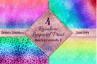 Rainbow Leopard Print Backgrounds 2 - 4 Textures