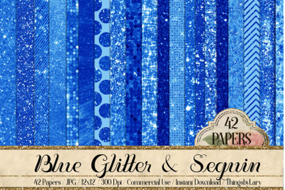 42 Blue Glitter and Sequin Digital Papers
