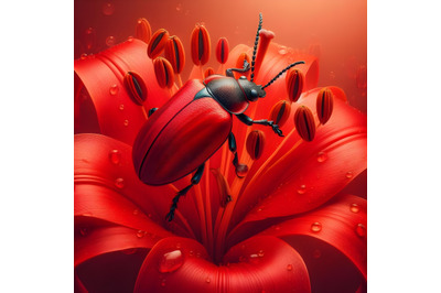 Red Scarlet Lily Beetle bug