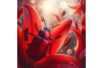 Red Scarlet Lily Beetle bug