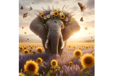 The elephant and flowers