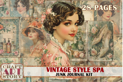 Vintage style spa Junk Journal Pages,1920s fantasy