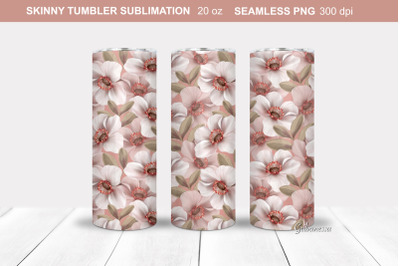 White flowers Tumbler Wrap | Floral Tumbler Sublimation