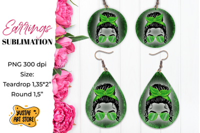 Patrick&#039;s Day Earrings Sublimation. Teardrop and round