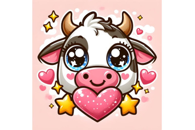 Cute adorable big eye cow