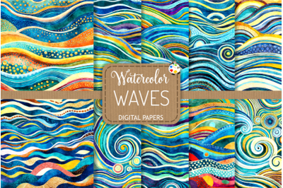 Watercolor Ocean Waves - Abstract Backgrounds