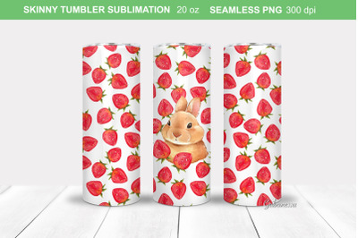 Bunny and strawberry Tumbler seamless Wrap | Sublimation