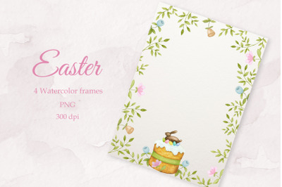 Easter frames. Watercolor set. PNG