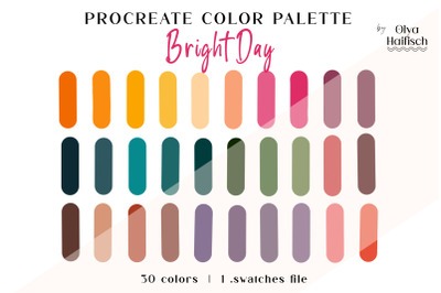 Bright Procreate Palette. Fun, Vibrant Color Swatches File