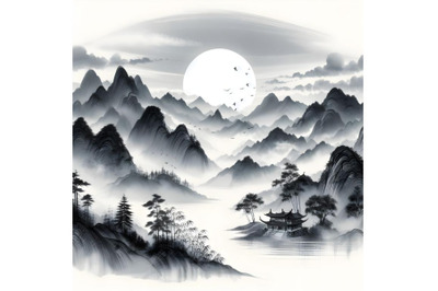 Chinese painting mountain