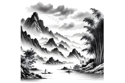 Chinese painting mountain