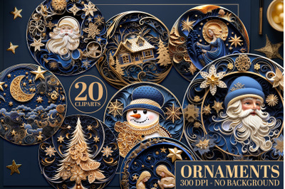 20 Digital 3D Paper Christmas Ornaments - DIY Xmas Decor