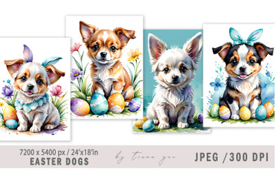 Cute watercolor Easter puppy illustration for prints- 4 Jpeg