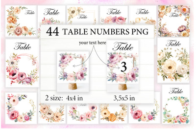 Table Numbers Card PNG. Wedding Card Bundle PNG