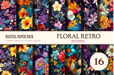 Floral Patterns 16. Retro Digital Paper.