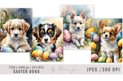Cute watercolor Easter puppy illustration for prints- 4 Jpeg