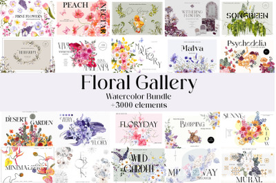 Floral Gallery. Watercolor Bundle