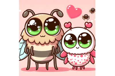 cute big eye couple insect