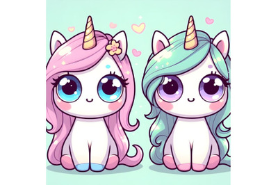 Cute couple unicorn