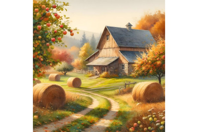 Apple autumn landscape