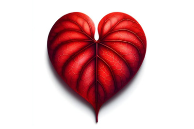 Red heart leaf on white