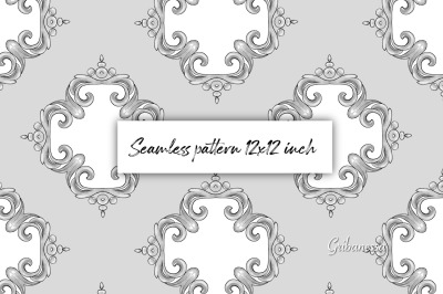 Black and white baroque seamless pattern 1