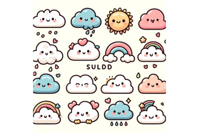 Various cute clouds - vector illustration