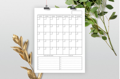 8.5x11 Inch Vertical Blank Planner Calendar