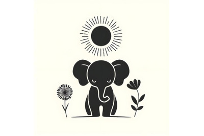 Minimalist Cute Baby Elephant