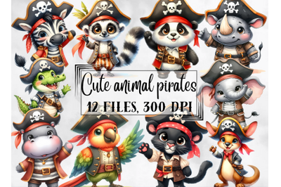 Pirate clipart, cute animals pirates