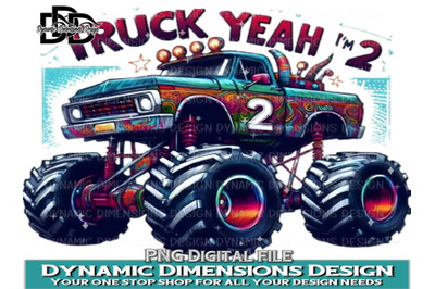 Monster Truck PNG, Monster truck birthday, two, 2, two year old, two y