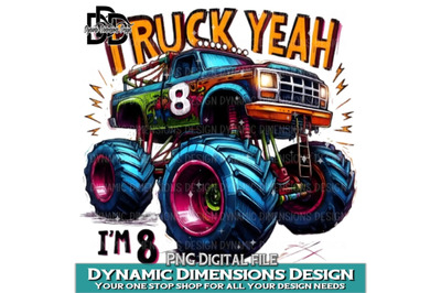 Monster Truck PNG, Monster truck birthday, eight, eight ,eight years o
