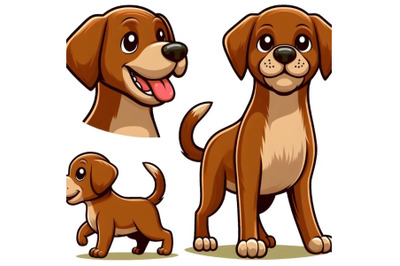 Brown Dog - colored cartoon illustration