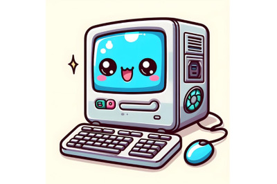 Cute computer on white background