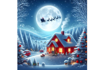 Christmas moonlit landscape