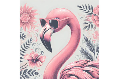 Pink Flamingo with Sunglasses