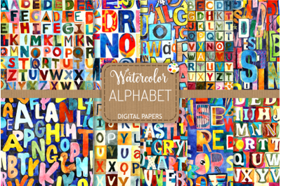 Alphabet - Watercolor Typography Background Patterns