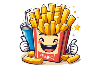 Pommes frites in box with smiling face