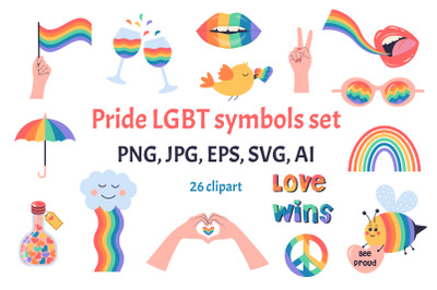 Pride LGBT symbols set