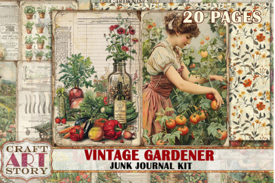 Vintage gardener Junk Journal Pages, printables