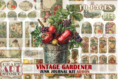 Vintage gardener Junk Journal Pages ADDON