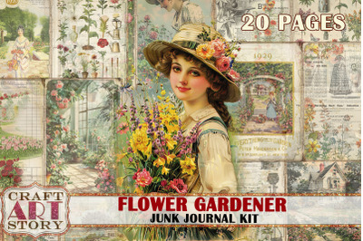 Flower gardener Junk Journal Pages, printables