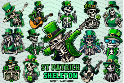 St Patrick&#039;s Day Skeleton Clipart Illustration