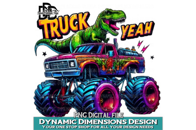 T rex PNG sublimation design, T rex riding a monster truck, instant di