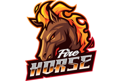 Fire horse esport mascot logo design